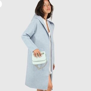 Belle & Bloom Walk This Way Wool Blend Oversized Coat - Light Blue